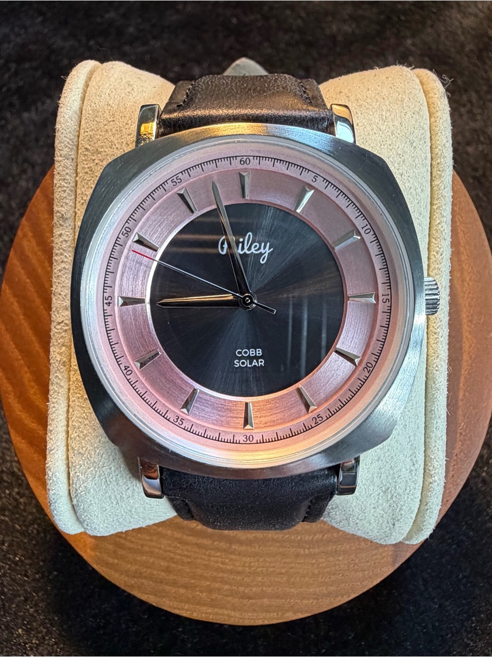 Riley Watch co COBB Solar Men's Black and Pink Dial Watch